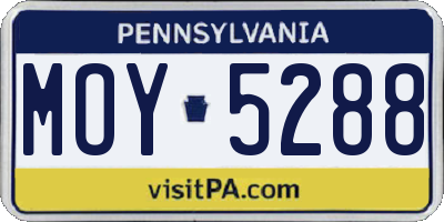 PA license plate MOY5288