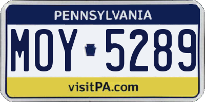 PA license plate MOY5289