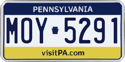 PA license plate MOY5291