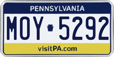PA license plate MOY5292