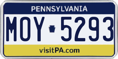 PA license plate MOY5293