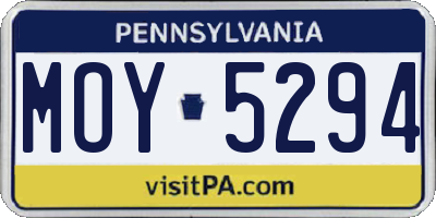 PA license plate MOY5294