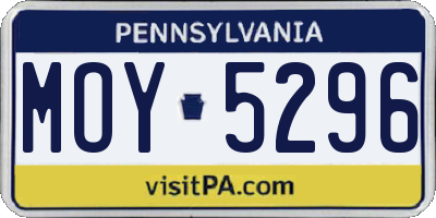 PA license plate MOY5296