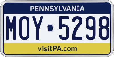 PA license plate MOY5298