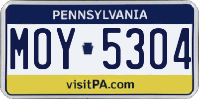 PA license plate MOY5304