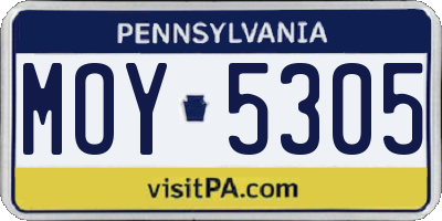 PA license plate MOY5305