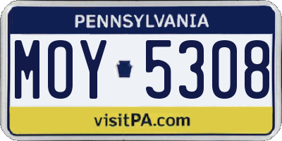 PA license plate MOY5308