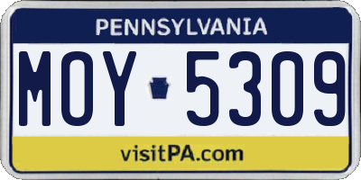 PA license plate MOY5309