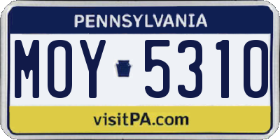 PA license plate MOY5310