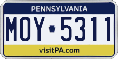 PA license plate MOY5311
