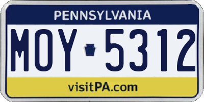 PA license plate MOY5312