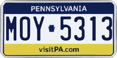 PA license plate MOY5313