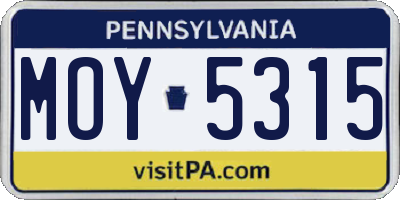 PA license plate MOY5315