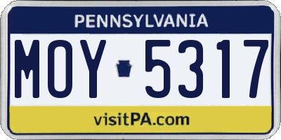 PA license plate MOY5317