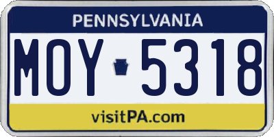 PA license plate MOY5318