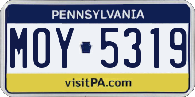 PA license plate MOY5319
