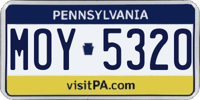 PA license plate MOY5320