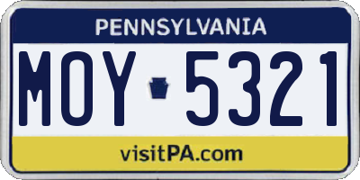 PA license plate MOY5321
