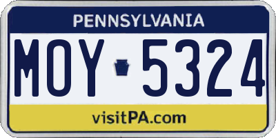PA license plate MOY5324