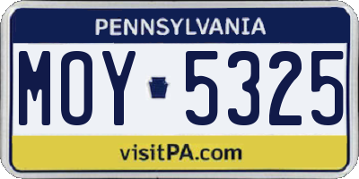 PA license plate MOY5325