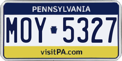 PA license plate MOY5327