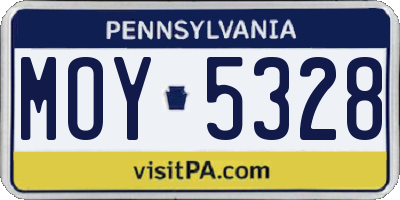 PA license plate MOY5328