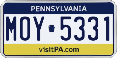 PA license plate MOY5331