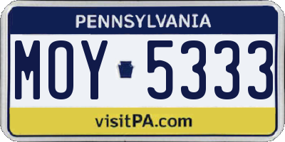 PA license plate MOY5333