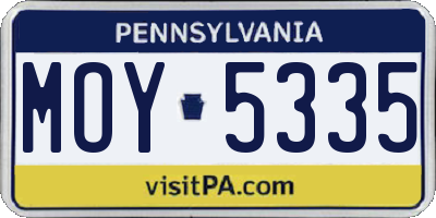 PA license plate MOY5335