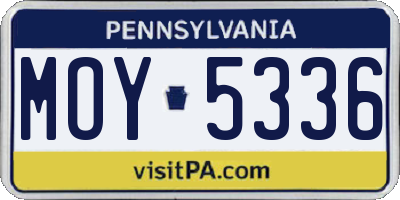 PA license plate MOY5336