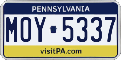 PA license plate MOY5337