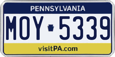PA license plate MOY5339
