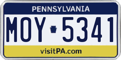 PA license plate MOY5341