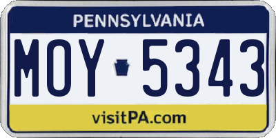 PA license plate MOY5343