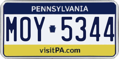 PA license plate MOY5344