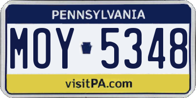 PA license plate MOY5348