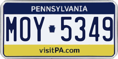 PA license plate MOY5349