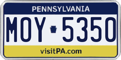 PA license plate MOY5350