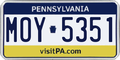 PA license plate MOY5351