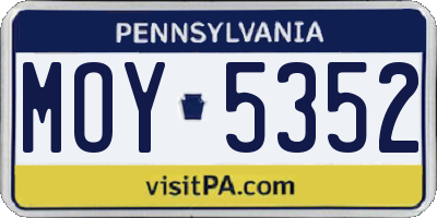 PA license plate MOY5352