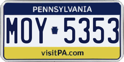 PA license plate MOY5353