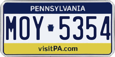 PA license plate MOY5354