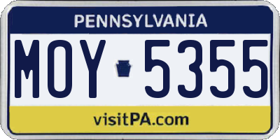 PA license plate MOY5355