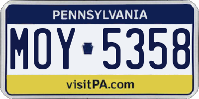 PA license plate MOY5358
