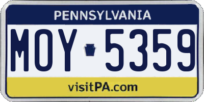 PA license plate MOY5359