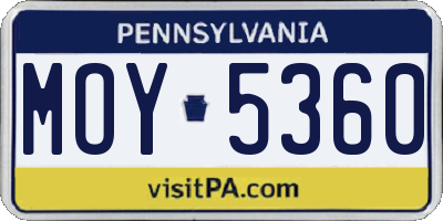 PA license plate MOY5360