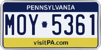 PA license plate MOY5361