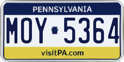 PA license plate MOY5364