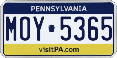 PA license plate MOY5365