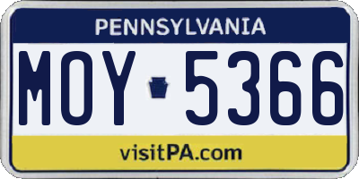 PA license plate MOY5366